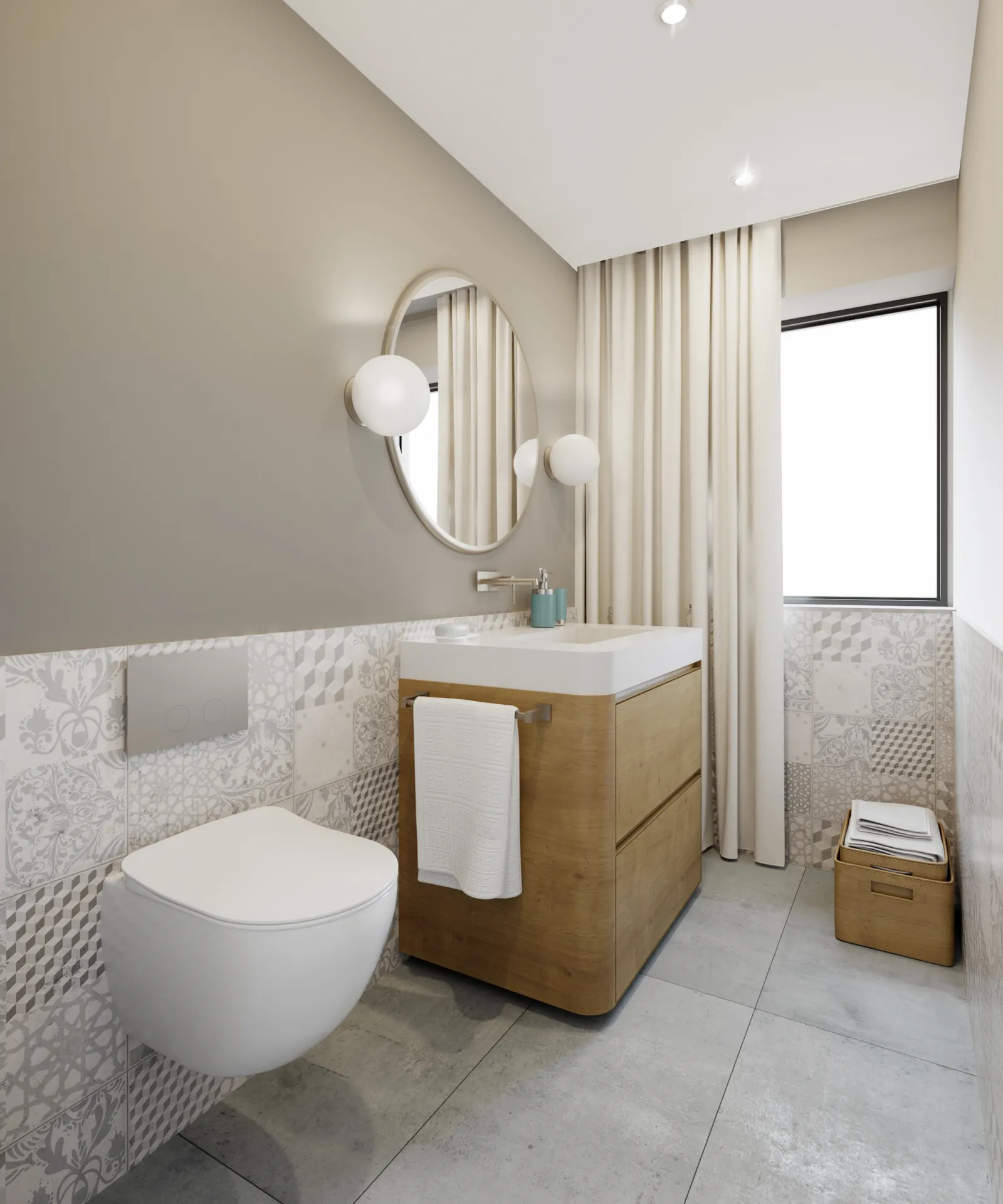 Gäste-WC mit Waschtisch in Holzoptik